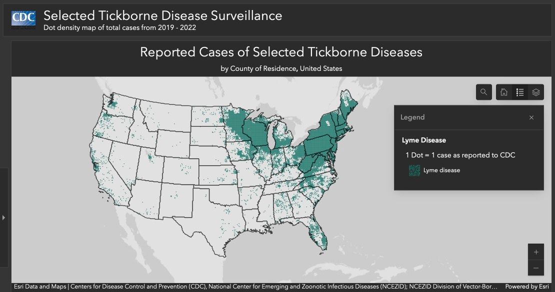 CDC Lyme Disease Surveillance Map